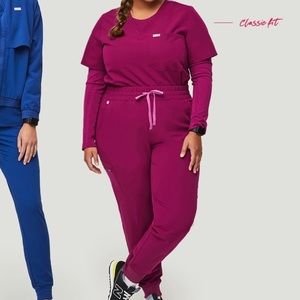Dark Magenta Figs Set (Small Top & Medium HW Pants)